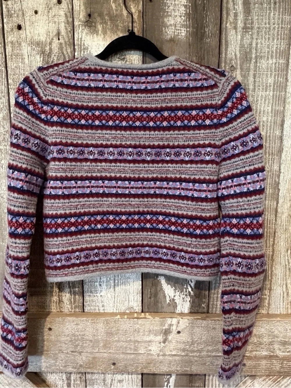 J. Crew Multicolor Fair Isle Cardigan - Red, Purple, Blue